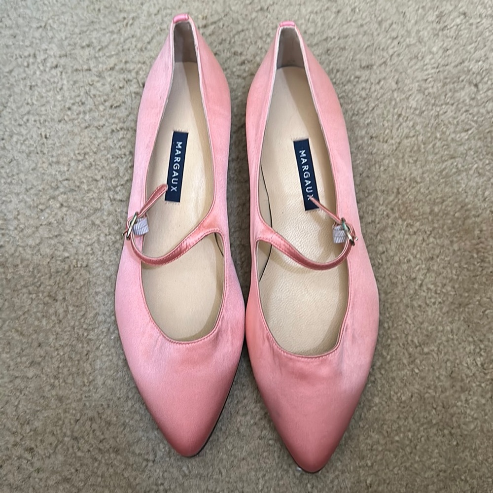 Margaux Micaela Mary Jane Flat Satin Mandarine Color